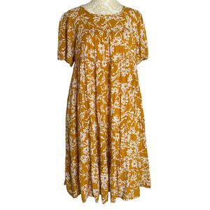 Hope Ave Tiered Dress Boho A Line Floral Gold S bv
